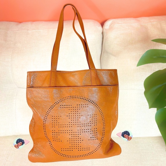 Tory Burch Perforated Logo Leather Tote – Neutral Brown - Picture 4 of 7